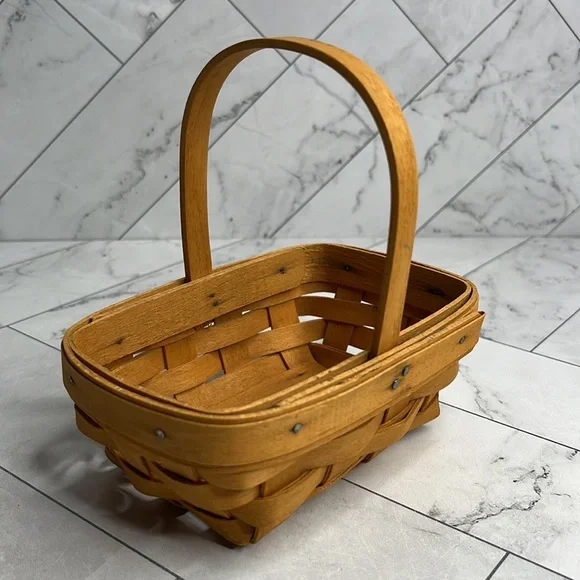 Vintage Longaberger Mini Classic Basket Rectangle With Handle Signed - Picture 2 of 4